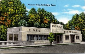 Linen Postcard Riverview Cafe in Gatlinburg, Tennessee~2950