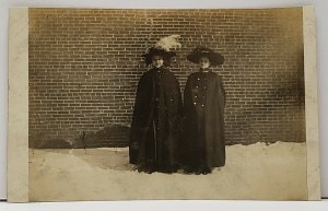 RPPC Victorian Women Uniform Unique Collars Students? Real Photo Postcard G6