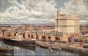 Immingham United Kingdom UK Deep Water Dock Granary c1910 Postcard