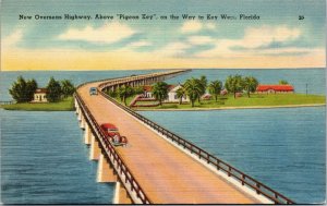 postcard Florida bridges - New Overseas Highway, Above Pigeon Key