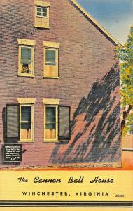 WINCHESTER VIRGINIA-LOT OF 3 POSTCARDS- COURT HOUSE-CANNON BALL-ABRAMS DELIGHT