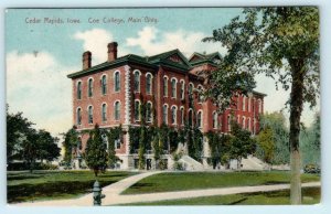 CEDAR RAPIDS, Iowa IA ~ Main Building COE COLLEGE 1911   Postcard