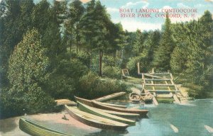 Concord New Hampshire Cotoocook River Park Boat Landing, Canoes Litho Postcard