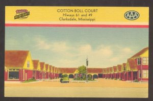 CLARKSDALE MISSISSIPPI COTTON BOLL COURT MOTEL LINEN ADVERTISING POSTCARD