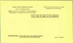 2 Civil Defense Safety Notification Evacuation Post Cards POD form 810 Feb 1959