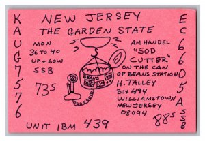 Postcard QSL CB Ham Radio Amateur Card From Williamstown New Jersey KAUG7576