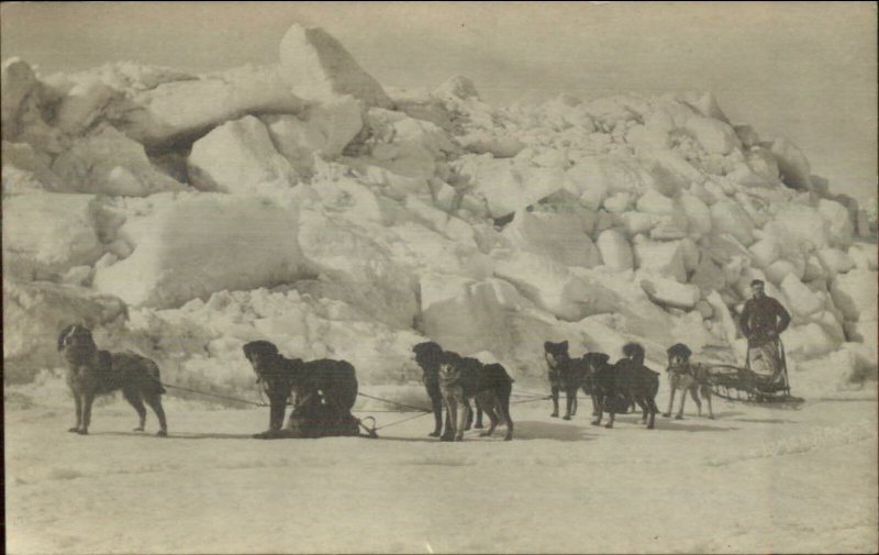Dogsled Dog Sled Team in Alaska c1910 Unused Real Photo Postcard