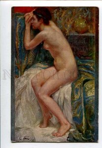 3075055 NUDE Slave Girl on Colorful Blanket by FERRO vintage PC