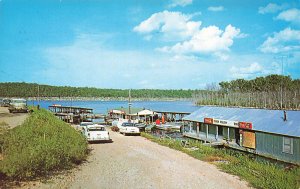 Bull Shoals Lake At The Ozarks Arkansas, Note Old Cars, Postcard