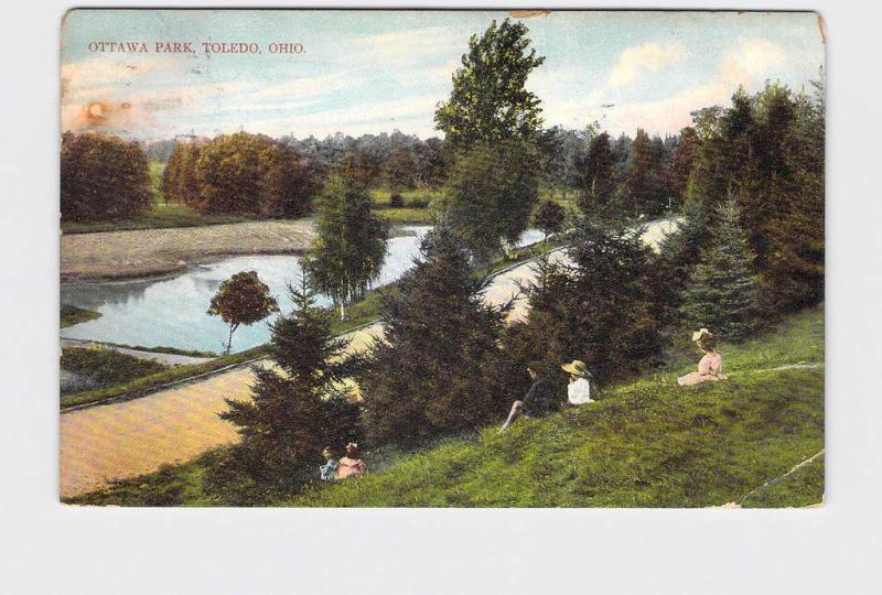 ANTIQUE POSTCARD OHIO TOLEDO OTTAWA PARK CHILDREN IN GRASS