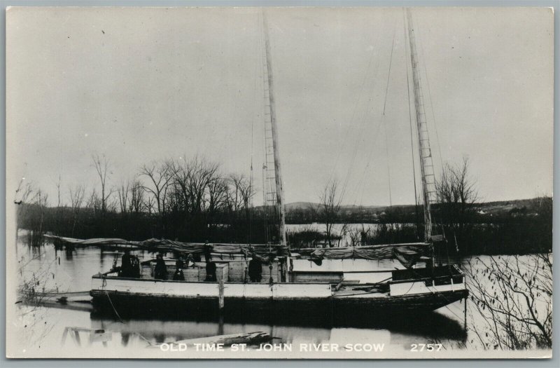 OLD TIME St JOHN RIVER SCOW CANADA ship VINTAGE REAL PHOTO POSTCARD RPPC