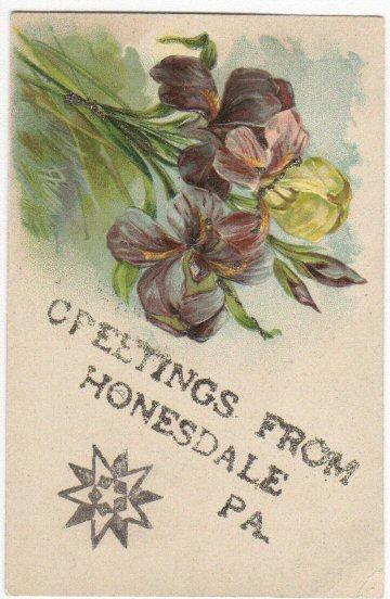 Greetings From Honesdale PA 1907 Embossed Glitter