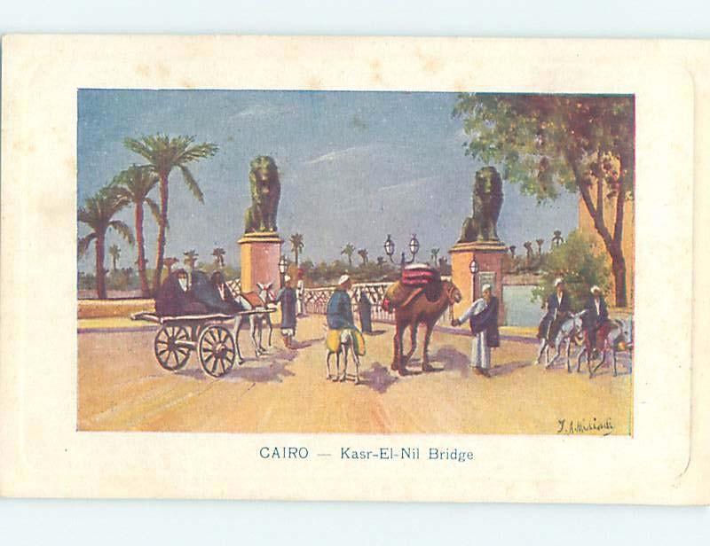 Old Postcard KASR-EN-NIL BRIDGE Cairo Egypt F5638