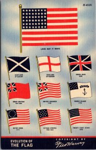 Fred Harvey Linen PC Evolution of The Flag United States and United Nations