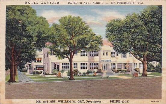 Florida Saint Petersburg Hotel Gayfair 160 Fifth Avenue North 1946