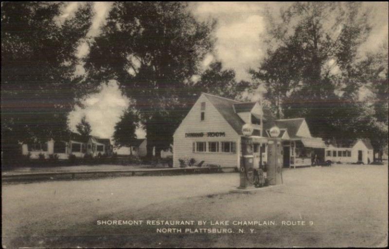 North Plattsburg Plattsburgh NY Shoremont Restaurant & Gas Station Postcard