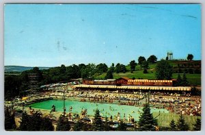 Outdoor Olympic Pool And Cabanas, Grossinger’s, Catskills New York 1965 Postcard