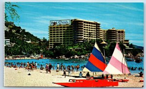 Acapulco Mexico Postcard Hotel Caleta overlooking Caleta Beach c1950's Vintage
