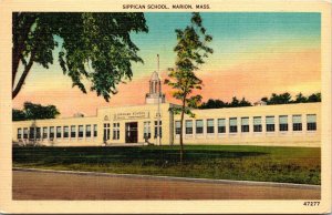 Sippican School Marion Massachusetts MA Sunset Linen Postcard VTG UNP Vintage 