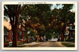 Main Street   Freeport   Maine Postcard  1942