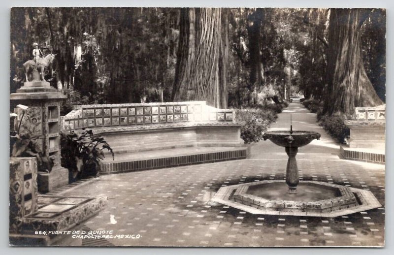 Mexico Fuente De D. Quisote Chapultepec Beautiful Patio Real Photo Postcard C36