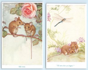 2 Postcards NOEL HOPKING Medici Society MICE Sub Rosa There are Dragons