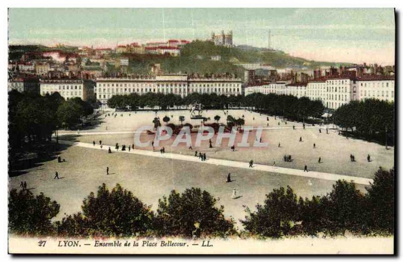 Old Postcard Lyon Bellecour Square Set