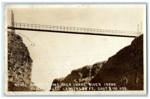 c1925 Hansen Bridge Over Snake River Canyon Twin Falls ID RPPC Photo Postcard