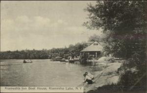 Kiamesha Lake NY Inn Boat House c1910 Postcard