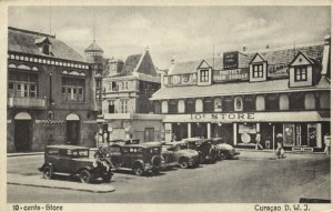 curacao, D.W.I., WILLEMSTAD, Cars in front of 10-Cents-Store (1920s) Postcard