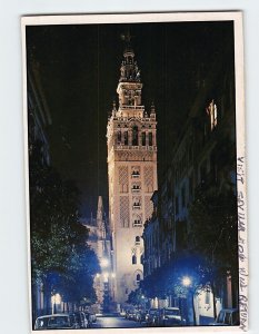 Postcard The Giralda at the night, Seville, Spain