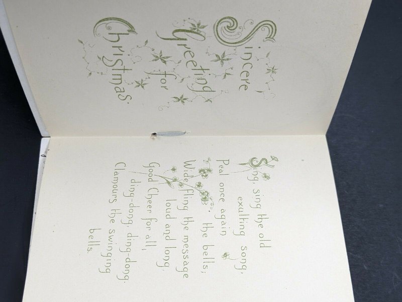 1917 Embossed Die Cut Best Wishes Christmas Booklet String Bound Rough Sea C5