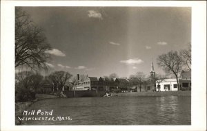 Winchester Massachusetts MA Mill Pond Real Photo RPPC Vintage Postcard