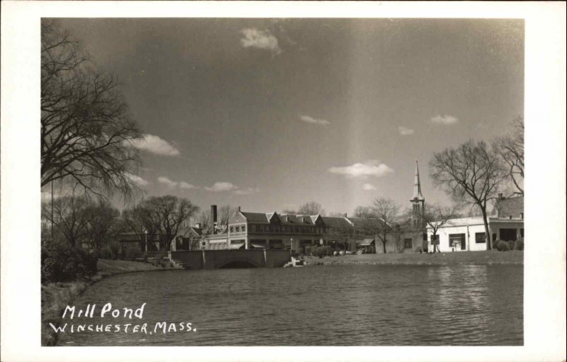 Winchester Massachusetts MA Mill Pond Real Photo RPPC Vintage Postcard