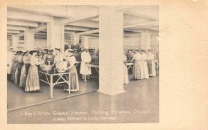 Libby, McNeill & Libby Kitchen Packing Boneless Chicken Chicago c1910s Postcard