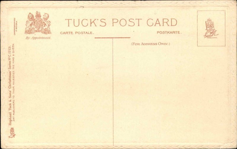 Tuck Christmas No. C1713 Winter Scene Embossed Border c1910 Vintage Postcard