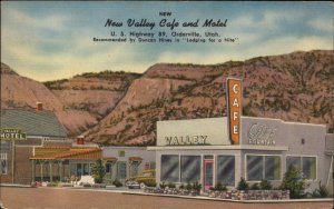 Orderville Utah UT New Valley Caf� and Motel Linen Vintage Postcard