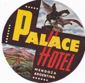 Argentina Mendoza Palace Hotel Vintage Luggage Label sk2494