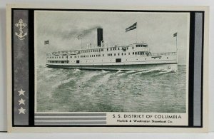 Steamer Ship S.S. District of Columbia Norfolk & Washington Stmbt Co Postcard Q2