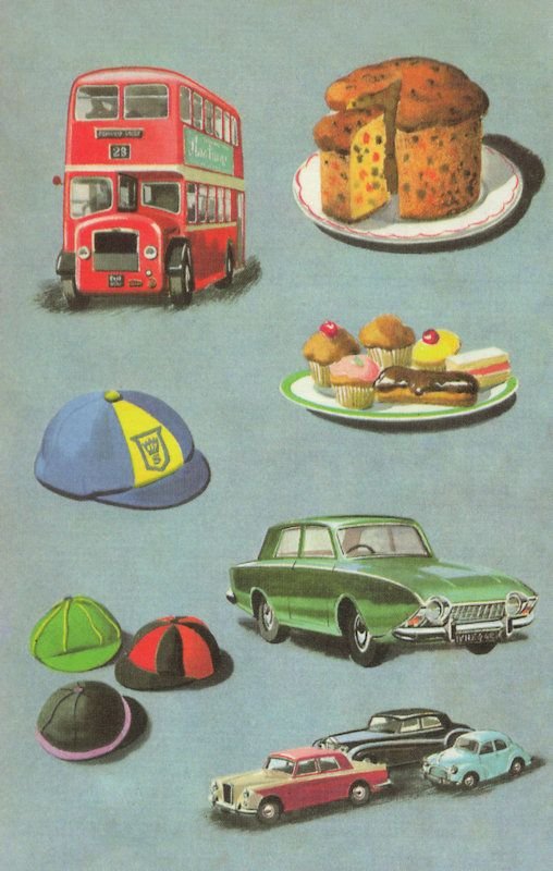 Green Cadillac Car London Bus Ladybird Childrens Book Painting Postcard