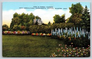 Wooster Ohio~View In Formal Gardens @ Agricultural Station~Vtg Linen Postcard