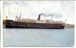 Steamer Missouri pm Petoskey Michigan 1911 postcard