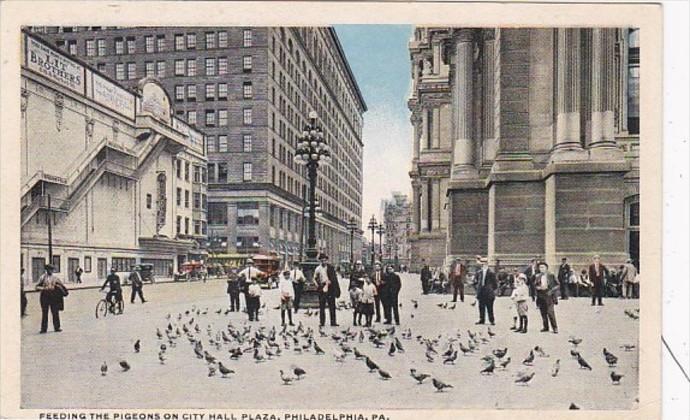 Pennsylvania Philadelphia Feeding The Pigeons On City Hall Plaza Curteich