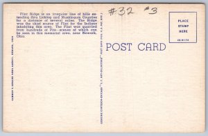 K29/ Newark Ohio Postcard Linen Indian Flint Pit Ridge Park Knapping 526
