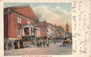 KING STREET MARKET WILMINGTON DELAWARE CARRIAGES POSTCARD 1910