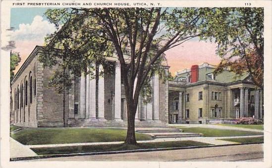 New York Utica First Presbyterian Church  And Church House 1942