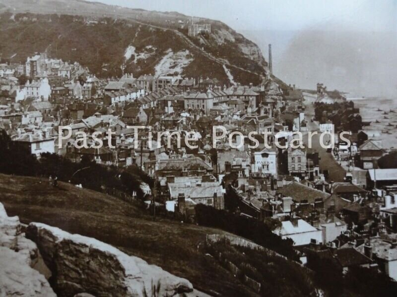 East Sussex HASTINGS The Rocks West Hill & Old Town c1936 RP Postcard