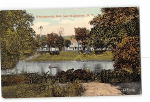 Binghamton New York NY Creased Postcard 1907-1915 Washington Hall