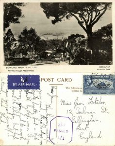 Gibraltar, Alameda Park (1945) RPPC Postcard Censor Cancel