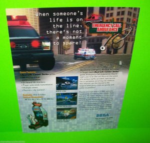 Emergency Call Ambulance Arcade FLYER Original Video Game Artwork Vintage Retro